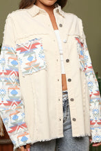 Load image into Gallery viewer, Aztec Print Color Block Corduroy Shacket in Cream Top Fantastic Fawn   

