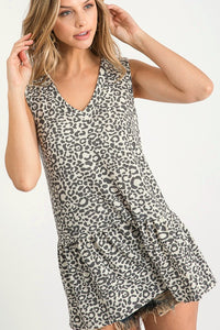 Sleeveless Charcoal Animal Print Top Tops First Love   