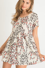 Load image into Gallery viewer, Babydoll Short Sleeve Top with Coral Leopard Print Tops First Love   
