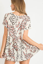 Load image into Gallery viewer, Babydoll Short Sleeve Top with Coral Leopard Print Tops First Love   
