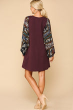 Load image into Gallery viewer, GiGio Burgundy Dress with Patch Printed Long Sleeves  Gigio   
