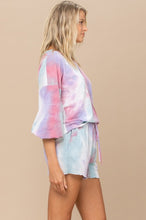 Load image into Gallery viewer, Oddi Tie Dye French Terry Lounge Top and Shorts Set in Mint and Mauve Mix Set Oddi   
