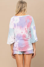 Load image into Gallery viewer, Oddi Tie Dye French Terry Lounge Top and Shorts Set in Mint and Mauve Mix Set Oddi   
