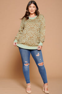 Animal Print Sweater in Sage Mix-FINAL SALE Sweaters Oddi   