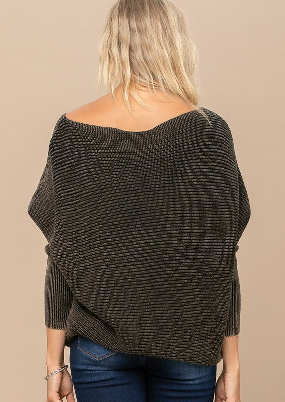 Oddi Washed Two Tone Sweater in Olive – June Adel