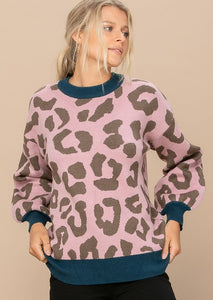 Animal Print Sweater in Mauve Mix- FINAL SALE Sweaters Oddi   
