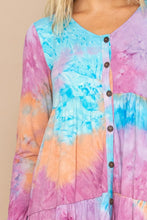 Load image into Gallery viewer, Oddi Tie Dye Print Baby Doll Dress in Blue and Purple Mix Dress Oddi   
