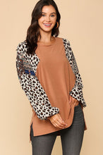 Load image into Gallery viewer, GiGio Light Clay Top with Mixed Animal Print Sleeves  Gigio   
