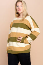 Load image into Gallery viewer, Oddi Striped Sweater in Olive Mix Top Oddi   
