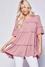 Load image into Gallery viewer, Beeson River Baby Doll Tiered Top in Dusty Pink Tops Beeson River   
