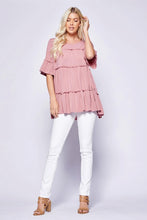 Load image into Gallery viewer, Beeson River Baby Doll Tiered Top in Dusty Pink Tops Beeson River   
