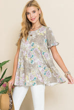 Load image into Gallery viewer, Celeste Floral Print Short Sleeve Tunic in Mocha  Celeste   
