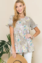 Load image into Gallery viewer, Celeste Floral Print Short Sleeve Tunic in Mocha  Celeste   
