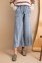 Load image into Gallery viewer, Easel Washed Terry Knit Wide Leg Pants in Faded Teal  Easel   
