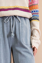 Load image into Gallery viewer, Easel Washed Terry Knit Wide Leg Pants in Faded Teal  Easel   
