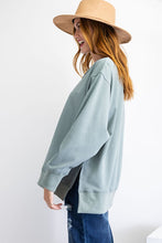 Load image into Gallery viewer, Easel Terry Knit Loose Pullover Top in Blue Gray  Easel   
