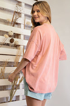 Load image into Gallery viewer, Easel Short Sleeve Mineral Wash Tunic Top in Faded Coral Shirts &amp; Tops Easel   
