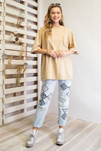 Load image into Gallery viewer, Easel Short Sleeve Mineral Wash Tunic Top in Light Mustard Shirts &amp; Tops Easel   
