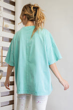 Load image into Gallery viewer, Easel Short Sleeve Mineral Wash Tunic Top in Aqua Shirts &amp; Tops Easel   
