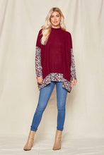 Load image into Gallery viewer, Burgundy Poncho Top with Zig Zag Contrast Top Beeson River   
