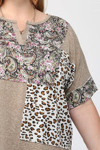 Load image into Gallery viewer, GiGio Stone Top with Patchwork Paisley and Animal Print Designs FINAL SALE Top GiGio   
