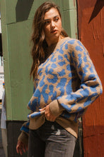 Load image into Gallery viewer, Oddi Taupe and Blue Animal Print Sweater-FINAL SALE Sweaters Oddi   
