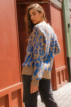 Load image into Gallery viewer, Oddi Taupe and Blue Animal Print Sweater-FINAL SALE Sweaters Oddi   
