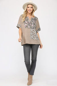 GiGio Stone Top with Patchwork Paisley and Animal Print Designs FINAL SALE Top GiGio   