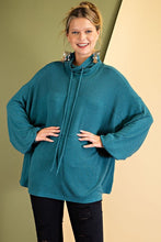 Load image into Gallery viewer, Easel Cowl Neck Drawstring Top in Teal  Easel   
