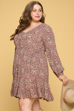 Load image into Gallery viewer, Oddi Ditzy Floral Tiered Dress in Cocoa  Oddi   
