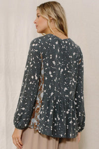 Oddi Splatter Print Top in Charcoal FINAL SALE Shirts & Tops Oddi   
