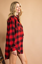 Load image into Gallery viewer, Red and Black Plaid Woven Shirt by 143 Story  143 Story   
