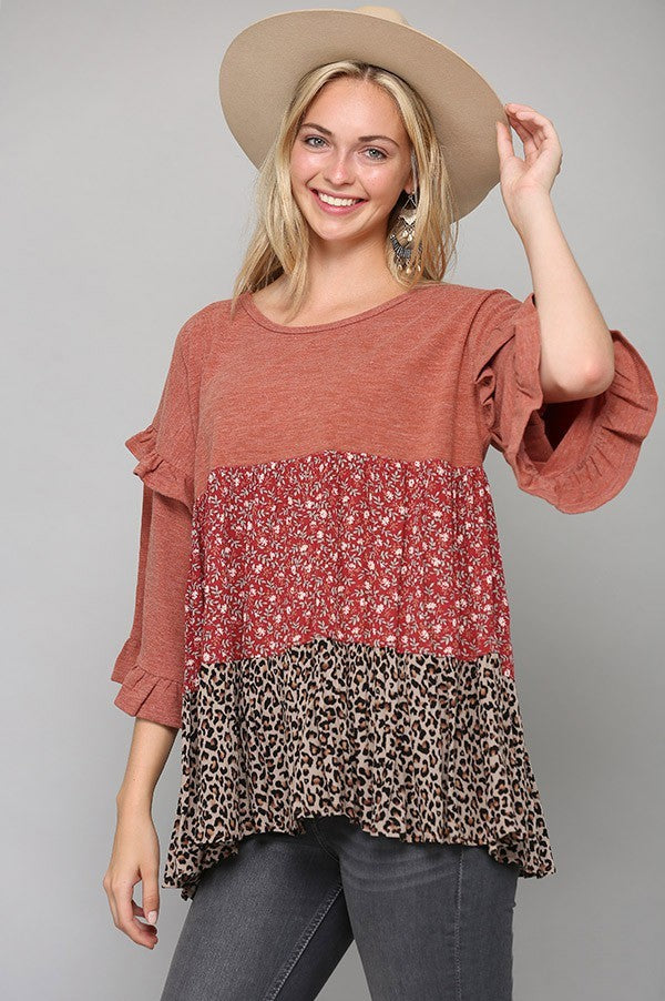 GiGio Clay Floral and Animal Printed Top  Gigio   