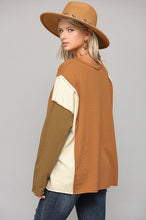 Load image into Gallery viewer, GiGio Camel French Terry Color Block Top  Gigio   
