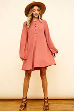 Load image into Gallery viewer, Long Sleeved Knit Dress with Puff Sleeves in Rust Color Dresses Ces Femme   
