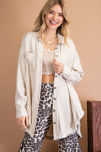 Load image into Gallery viewer, Long Sleeved Buttoned Front Top in Natural with Frayed Trim  143 Story   
