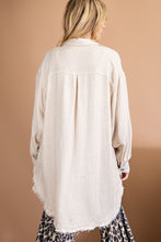 Load image into Gallery viewer, Long Sleeved Buttoned Front Top in Natural with Frayed Trim  143 Story   

