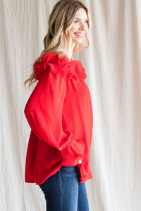 Jodifl Top with Spiral Ruffles in Red Top Jodifl   