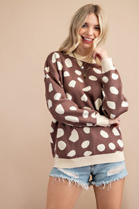 Taupe and Cream Sweater with Big Cheetah Print  143 Story   