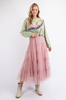 Easel Mixed Floral Pattern Top in Sage Shirts & Tops Easel   