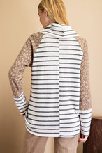 Load image into Gallery viewer, Striped Top with Leopard Print Sleeves  143 Story   
