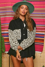 Load image into Gallery viewer, Long Sleeve Denim Top with Animal Print in Black  Fantastic Fawn   
