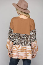 Load image into Gallery viewer, GiGio Camel Mixed Leopard and Zebra Print Top  Gigio   
