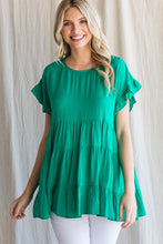 Load image into Gallery viewer, Jodifl Tiered Babydoll Top in Emerald Green Shirts &amp; Tops Jodifl   
