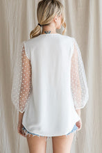 Load image into Gallery viewer, Jodifl Solid Top with Polka Dot Sheer Sleeves in Ivory Shirts &amp; Tops Jodifl   
