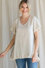 Load image into Gallery viewer, Jodifl Oatmeal Top with Mixed Animal Print Back Shirts &amp; Tops Jodifl   
