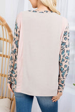 Load image into Gallery viewer, Taupe and Teal Color Block Animal Print Top  June Adel   
