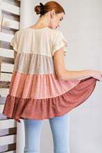 Load image into Gallery viewer, Easel Tiered Ruffled Top in Rusty Dusty Shirts &amp; Tops Easel   
