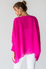 Load image into Gallery viewer, Jodifl Sheer Swiss Dot Top in Hot Pink Shirts &amp; Tops Jodifl   
