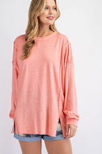 Load image into Gallery viewer, Easel Mineral Washed Cotton Slub Top in Coral Shirts &amp; Tops Easel   
